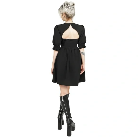 Disturbia Black Divination Textured Mini Dress Size 10 Goth Gothic whimsical - Picture 10 of 16